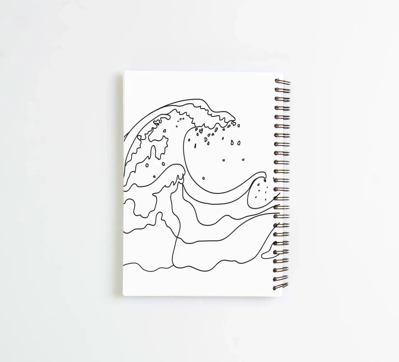 Minimal Line Art Ocean Waves spiral notebook by Nadjaa