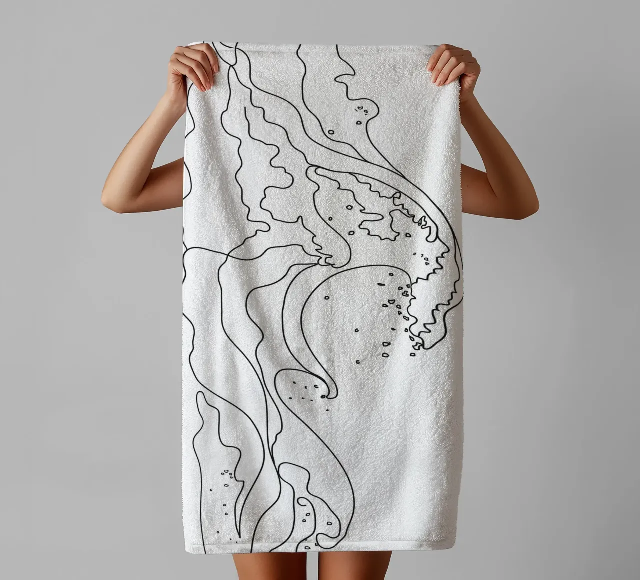 Minimal Line Art Ocean Waves asciugamano da bagno da Nadjaa