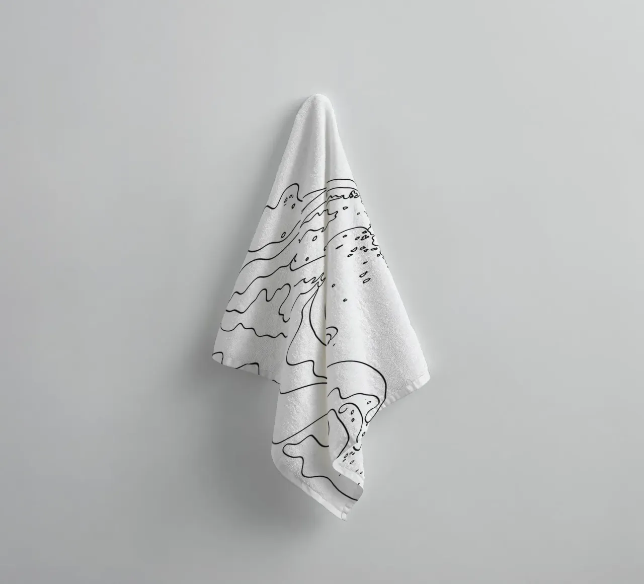 Minimal Line Art Ocean Waves asciugamano da bagno da Nadjaa