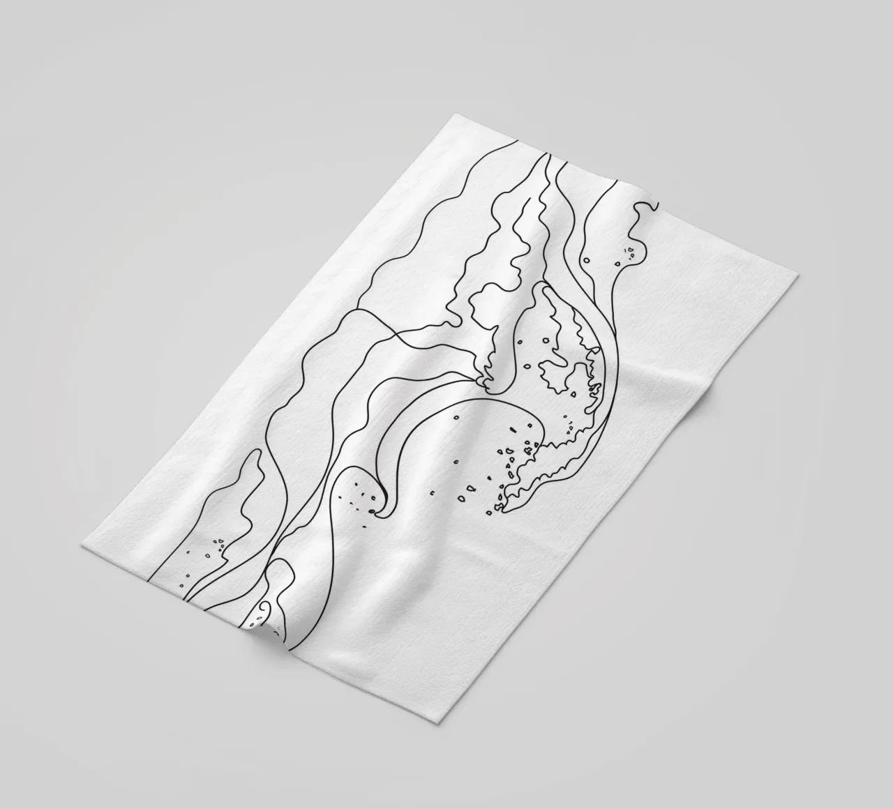 Minimal Line Art Ocean Waves telo mare da Nadjaa