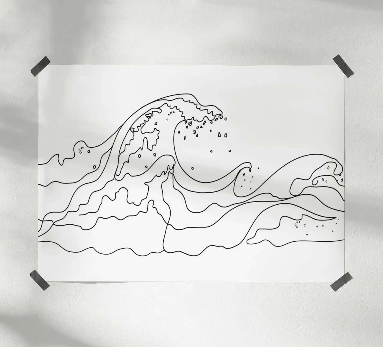 Minimal Line Art Ocean Waves carta hahnemühle da Nadjaa
