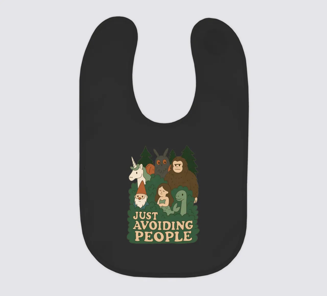 Just Avoiding People - Cryptids baby bib by Loobs