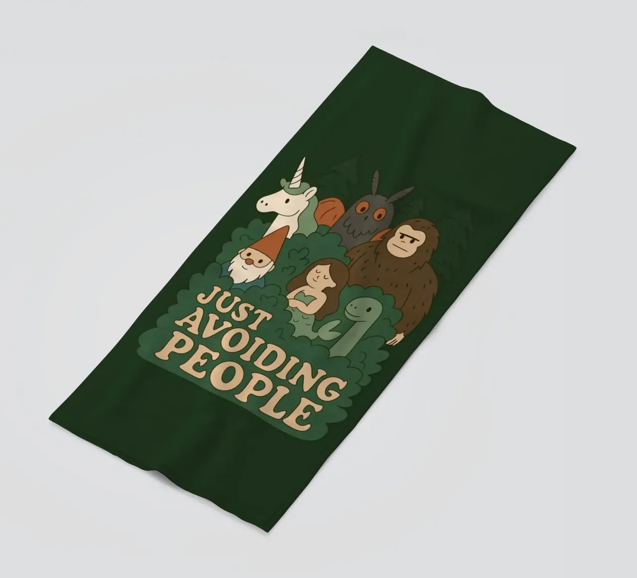 Just Avoiding People - Cryptids beach towel by Loobs