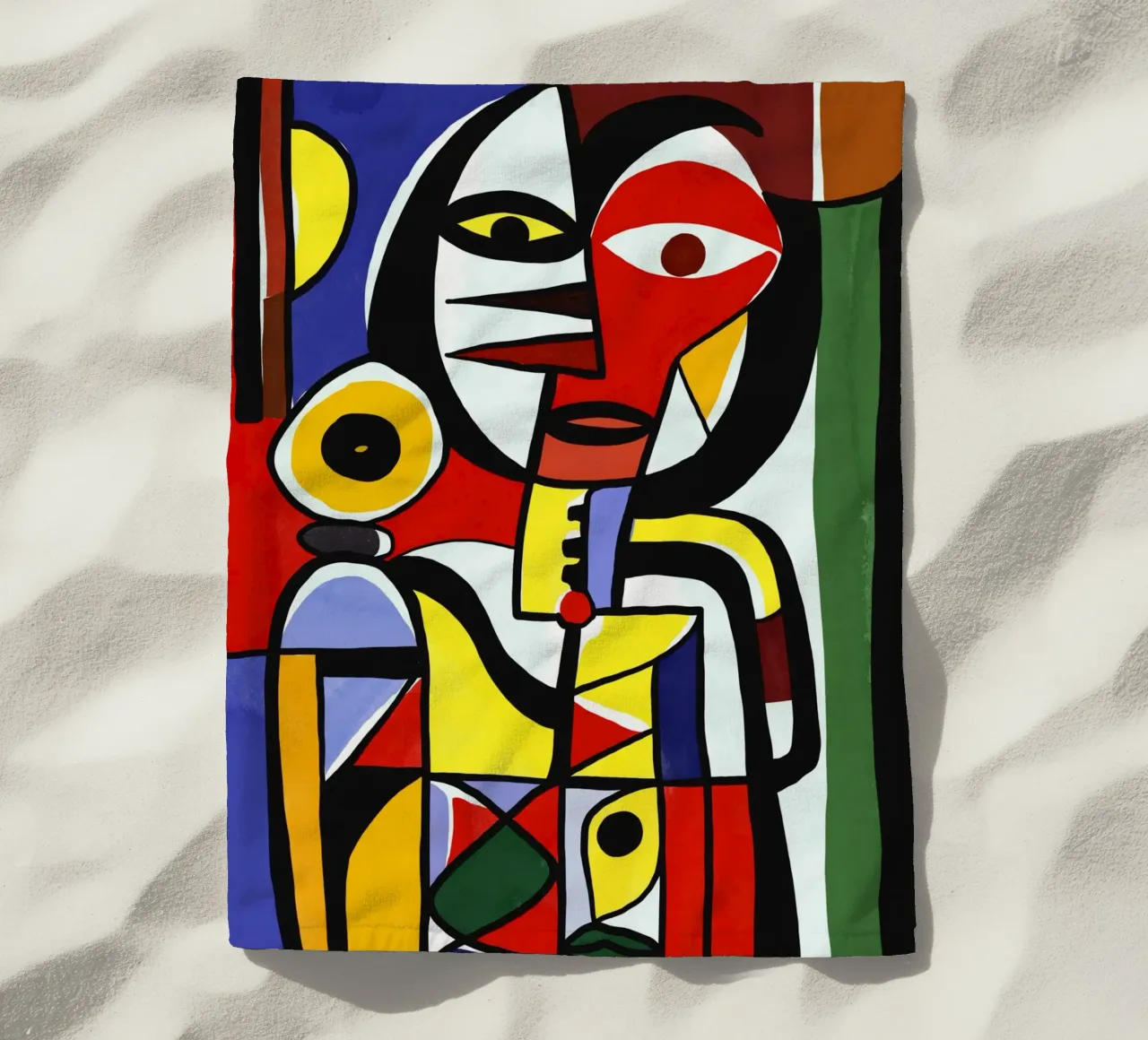 Ritrattistica cubista indiana rossa telo mare da Little Dean