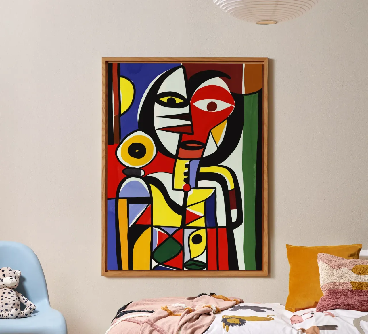 Ritrattistica cubista indiana rossa pannello forex da Little Dean