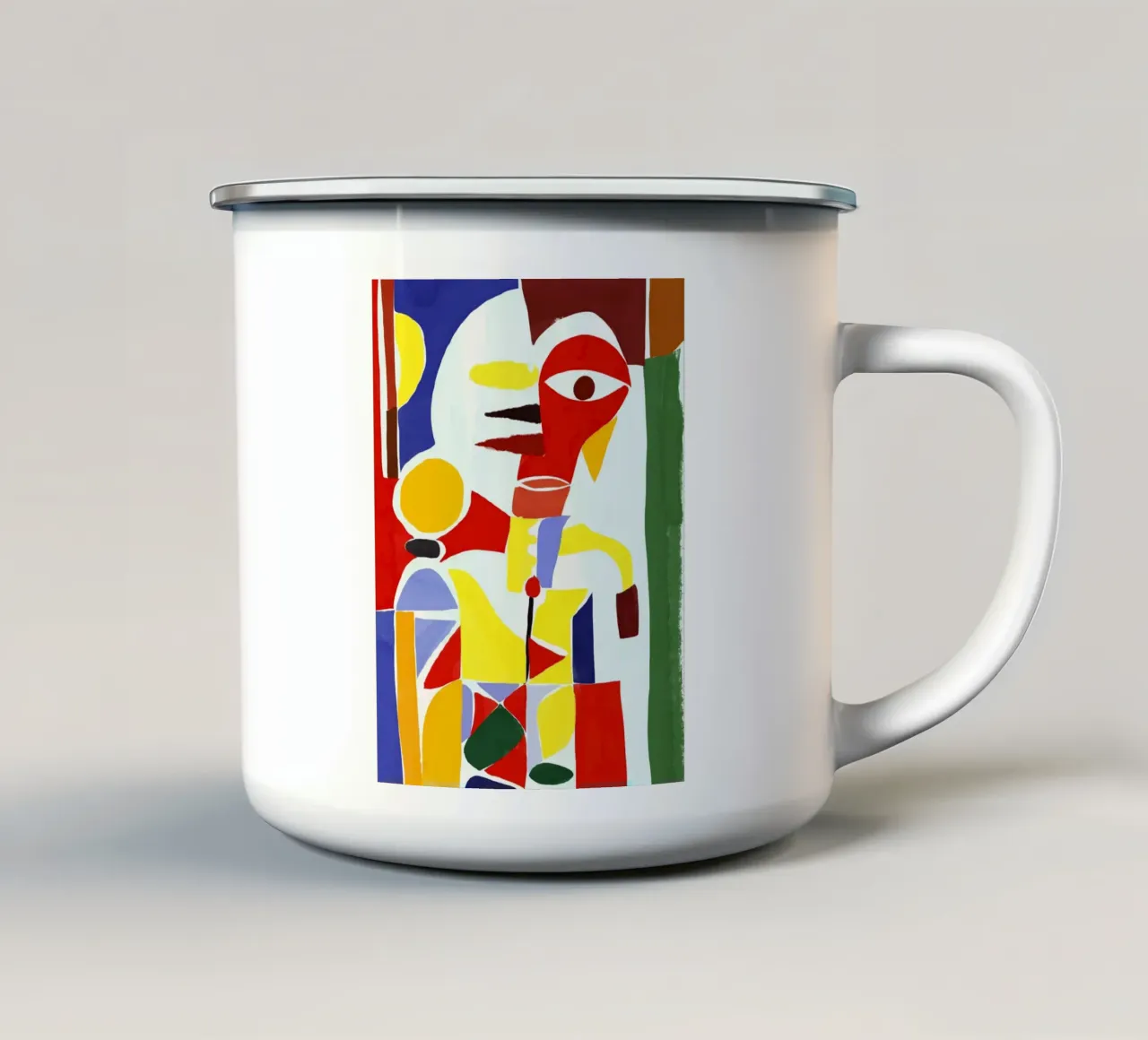 Ritratto cubista indiano rosso var 2 tazza in smalto da Little Dean