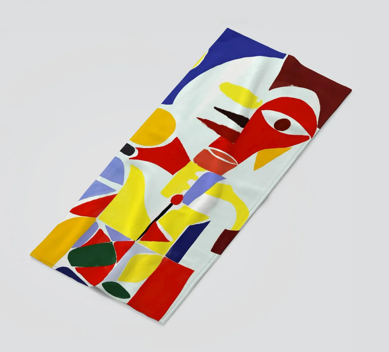 Indien rouge cubisme portraiture var 2 serviette de plage de Little Dean