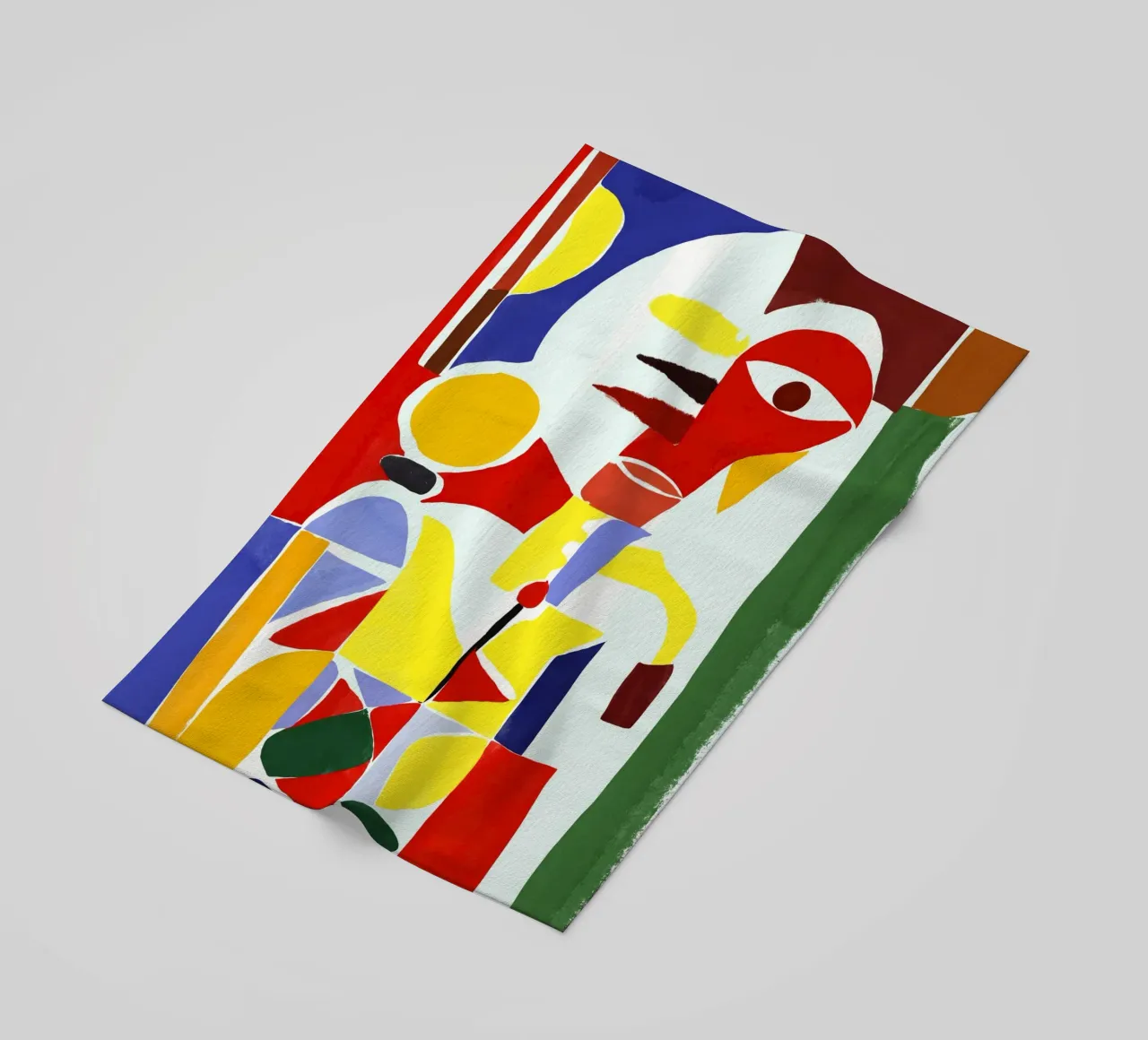 Indien rouge cubisme portraiture var 2 serviette de plage de Little Dean