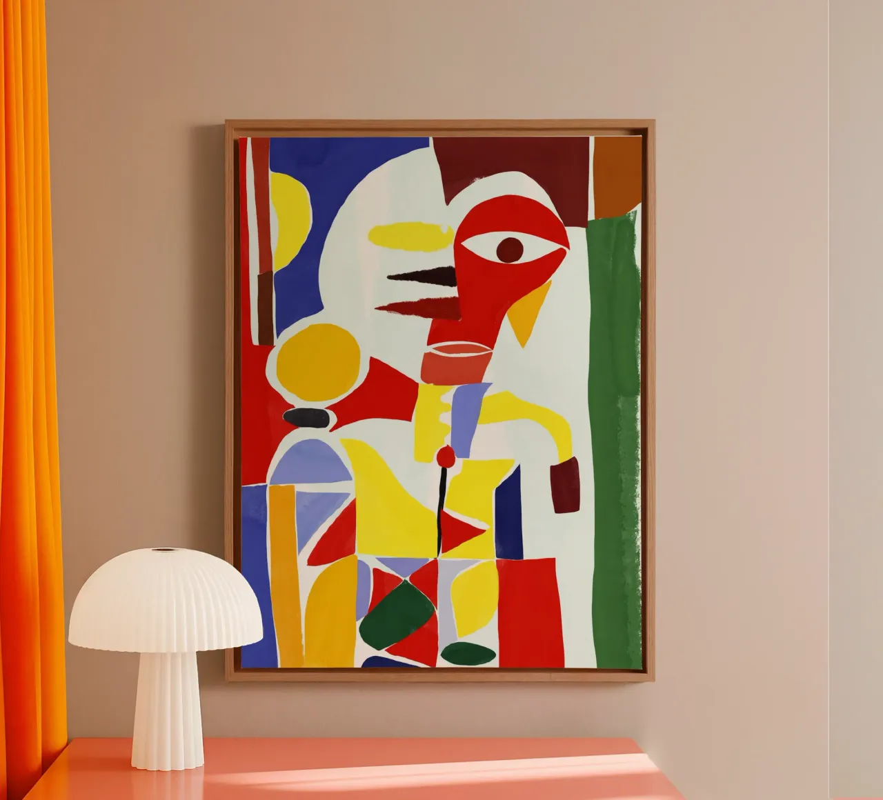 Red indian cubism portraiture var 2 canvas by Little Dean