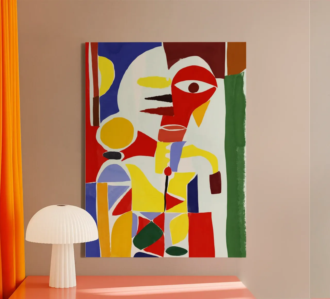 Red indian cubism portraiture var 2 canvas by Little Dean