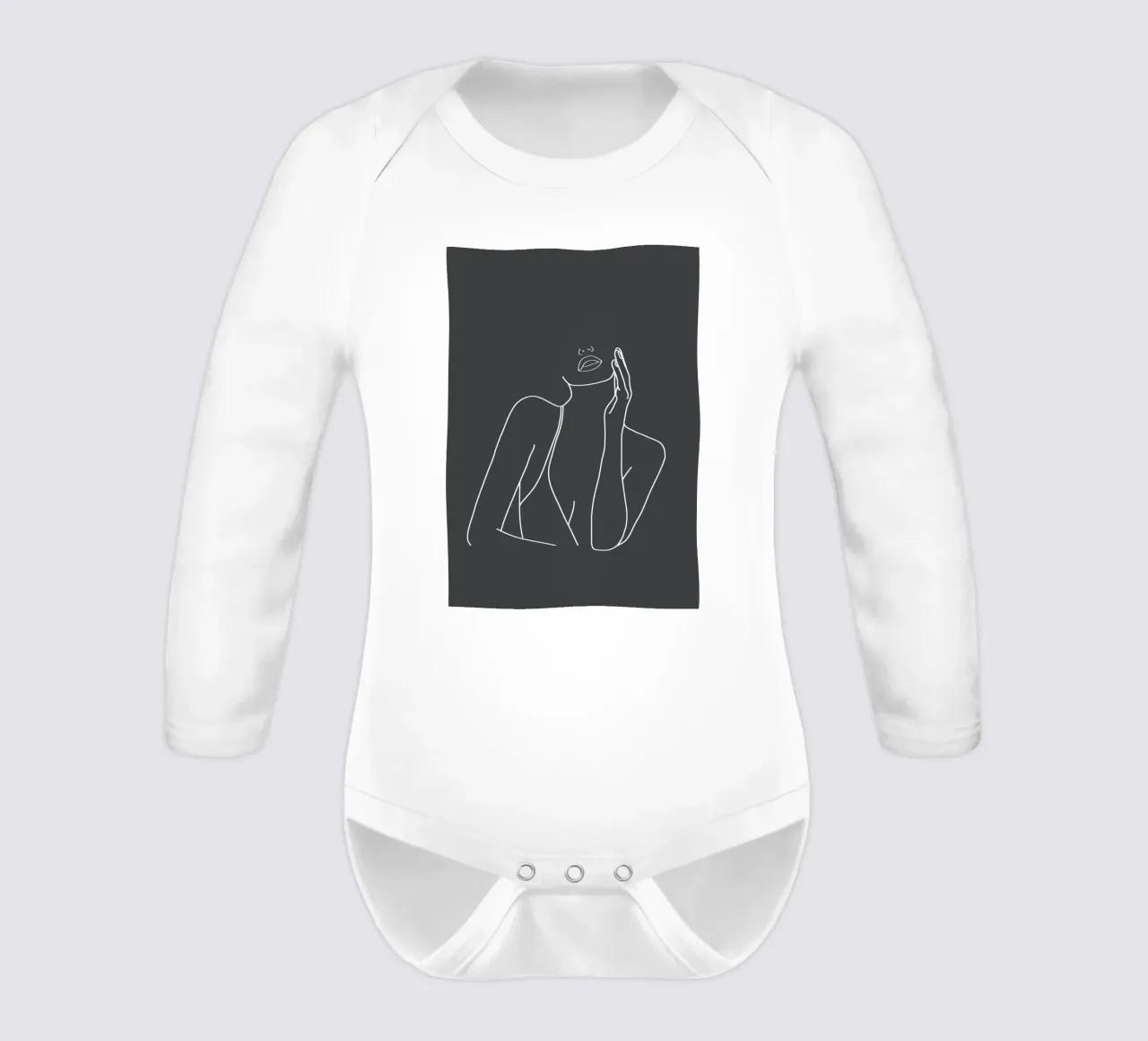 Minimal Line Art of a Woman long-sleeve baby romper by Nadjaa