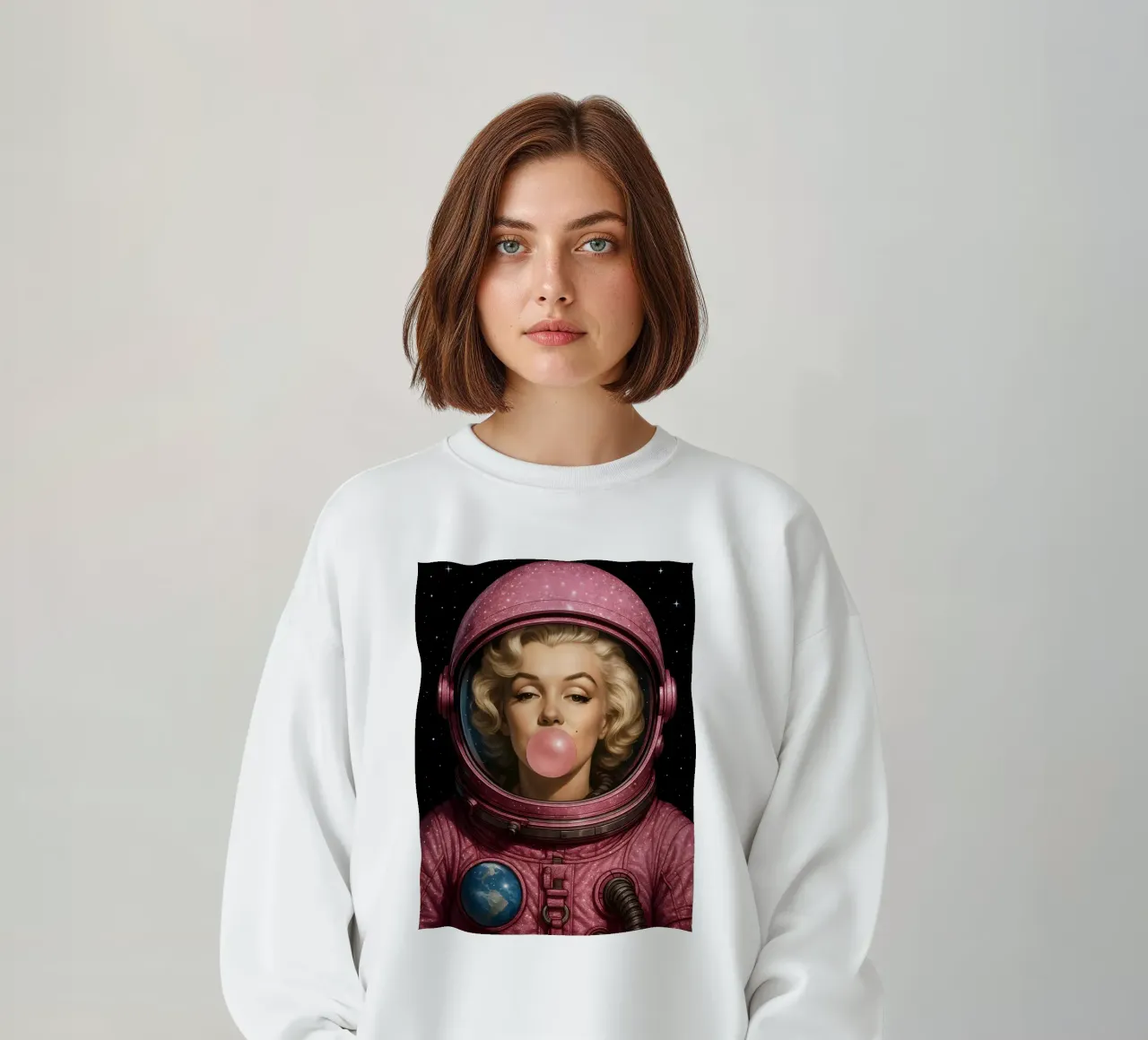 Astronauta spaziale con gomma da masticare Marilyn Monroe felpa da ARTOMATIC