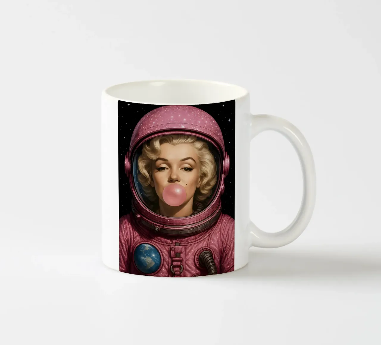 Astronauta spaziale con gomma da masticare Marilyn Monroe tazza in ceramica da ARTOMATIC