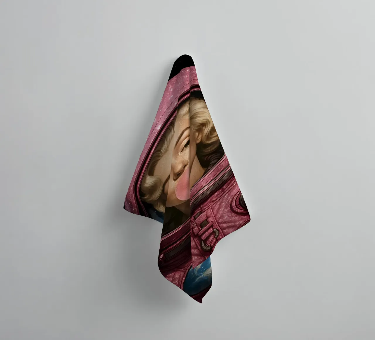 Astronauta spaziale con gomma da masticare Marilyn Monroe asciugamano da bagno da ARTOMATIC