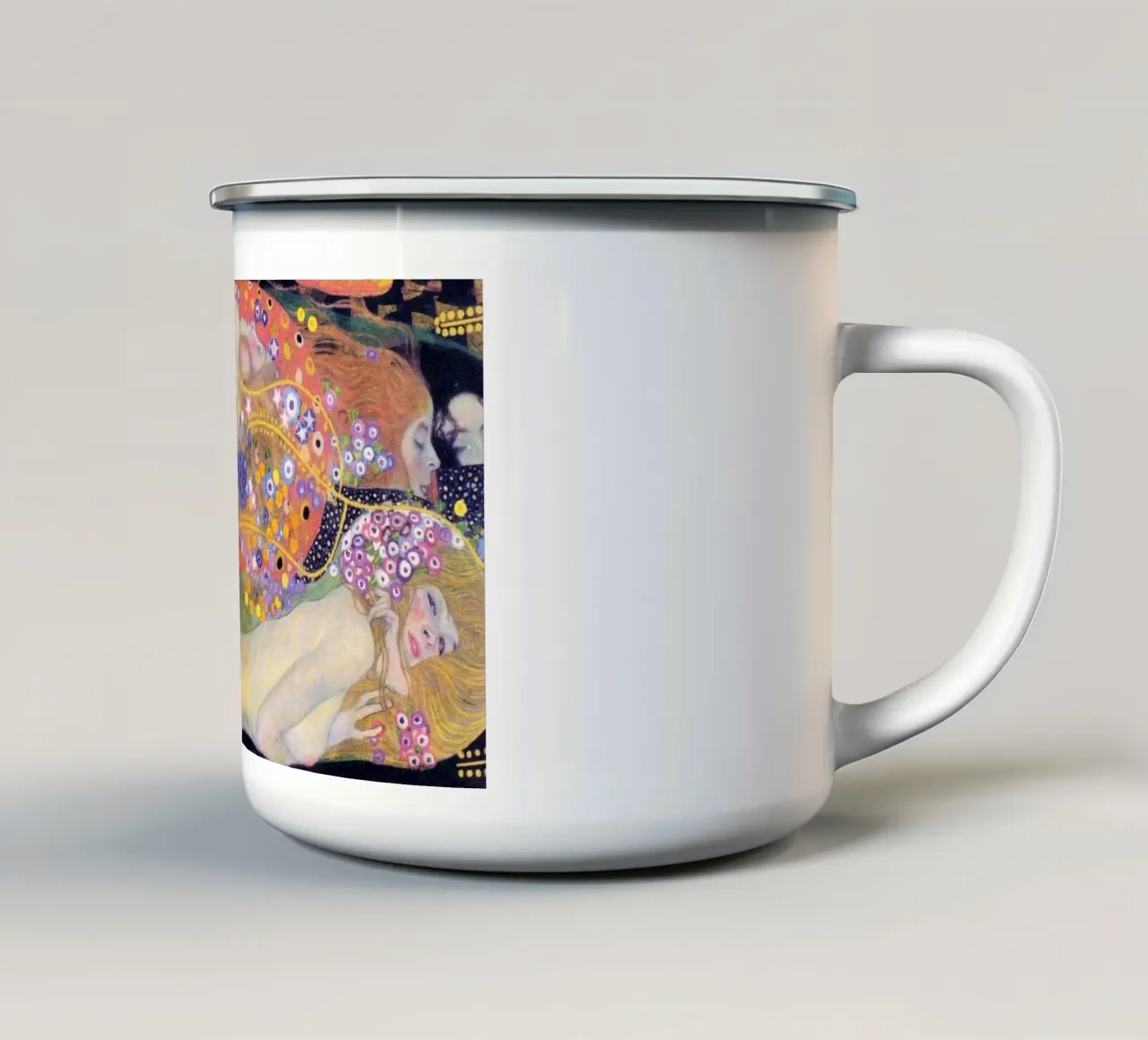 Serpenti d'acqua II di Gustav Klimt (1907) tazza in smalto da Classic Art Prints
