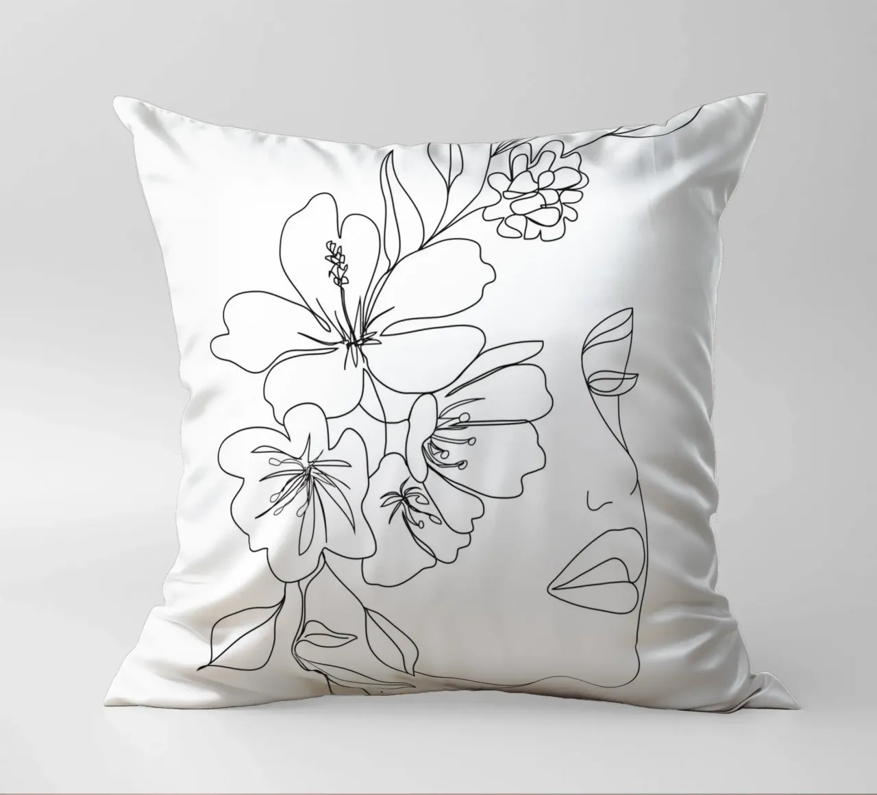 Minimal Line Art Woman Face II decorative cushion by Nadjaa