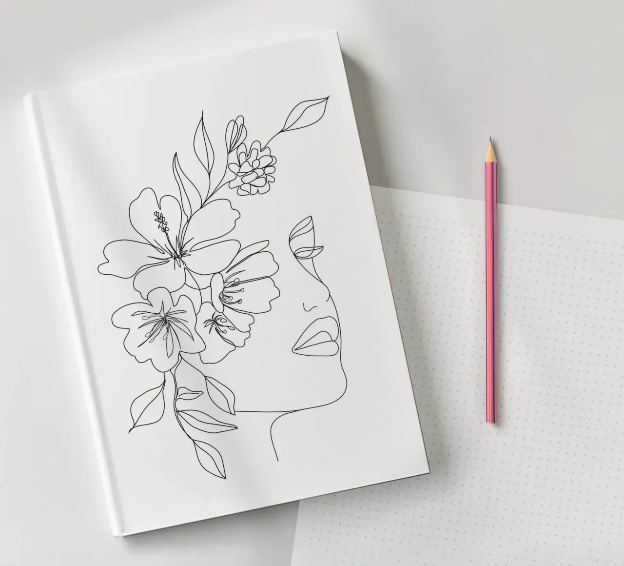Minimal Line Art Woman Face II notebook by Nadjaa