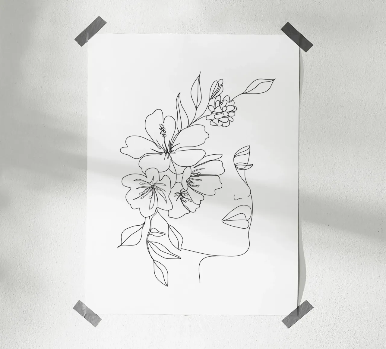 Minimal Line Art Woman Face II poster con telaio in alluminio da Nadjaa