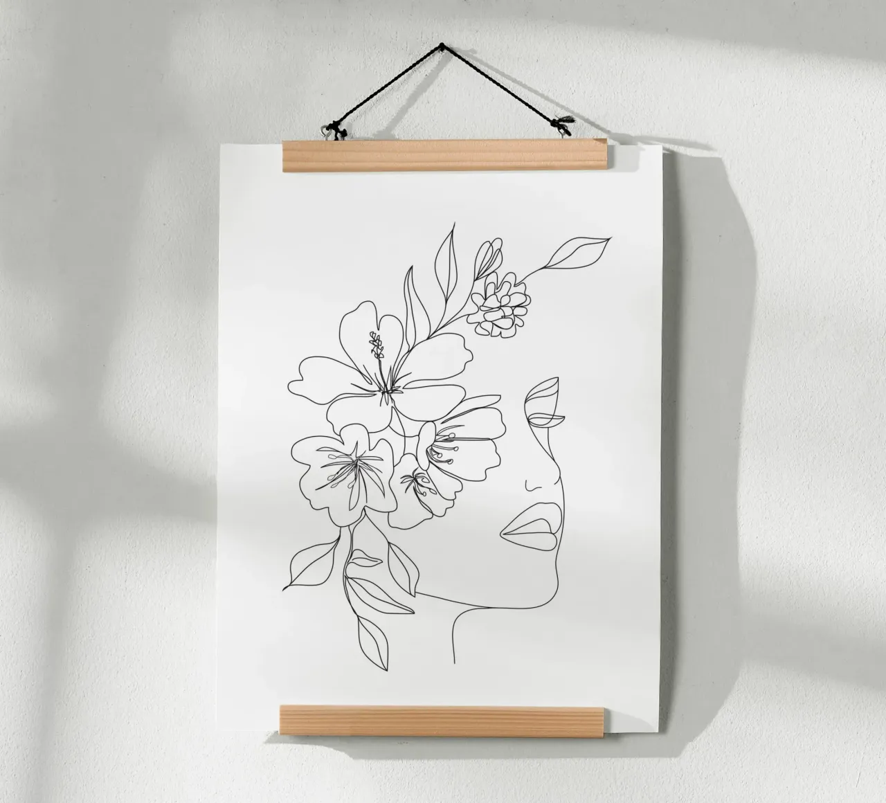 Minimal Line Art Woman Face II poster con telaio in alluminio da Nadjaa