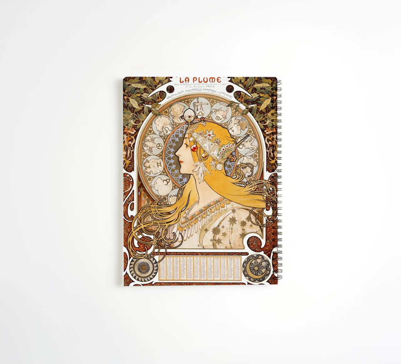 Zodiaque / La Plume by Alphonse Mucha, 1896 carnet à spirale de Art History