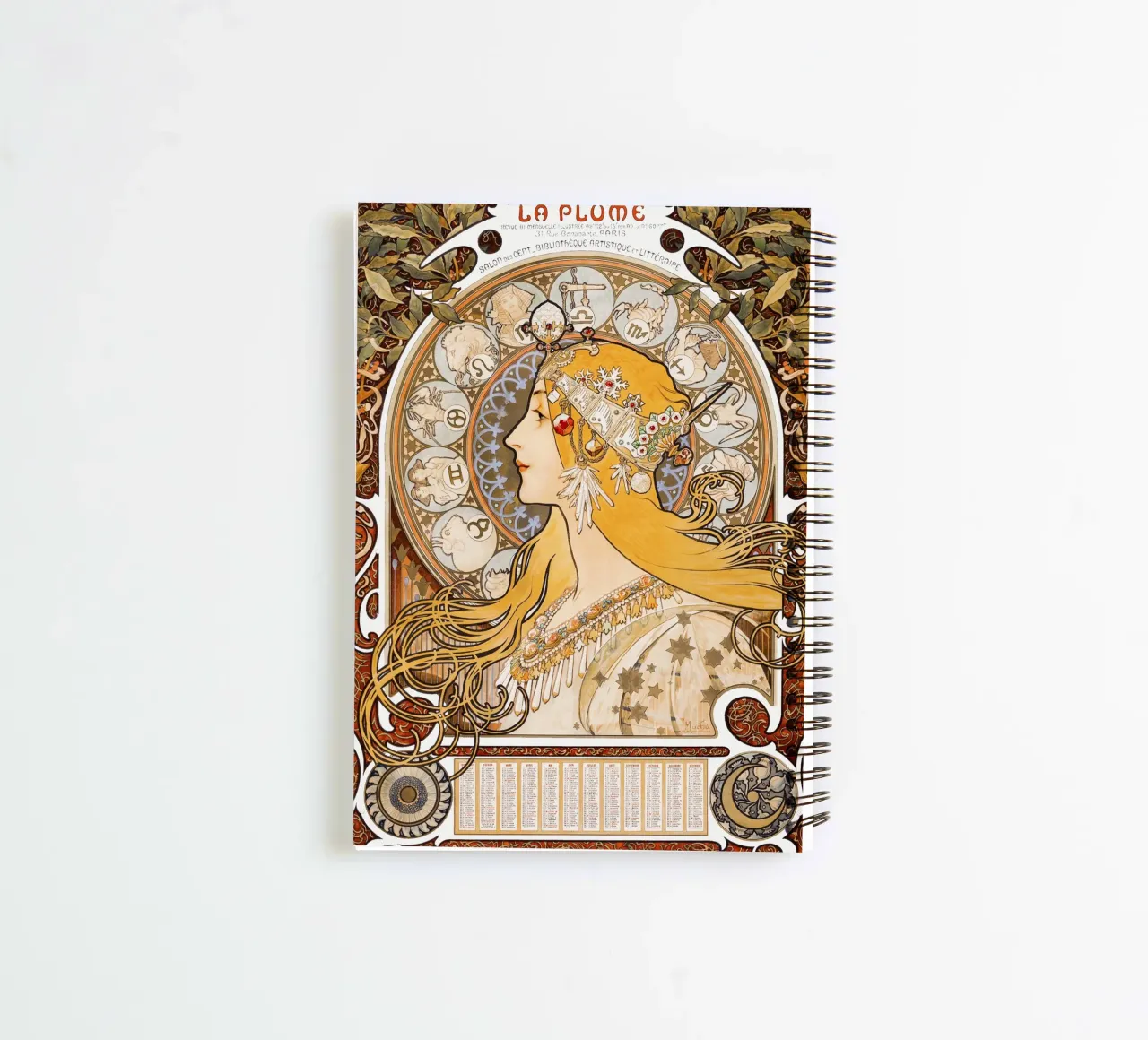 Zodiaque / La Plume by Alphonse Mucha, 1896 carnet à spirale de Art History