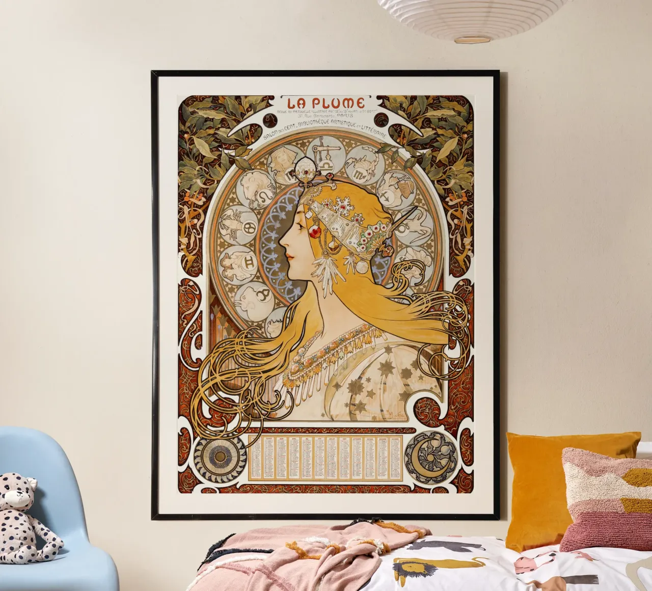 Zodiaco / La penna di Alphonse Mucha, 1896 poster con telaio in plastica da Art History