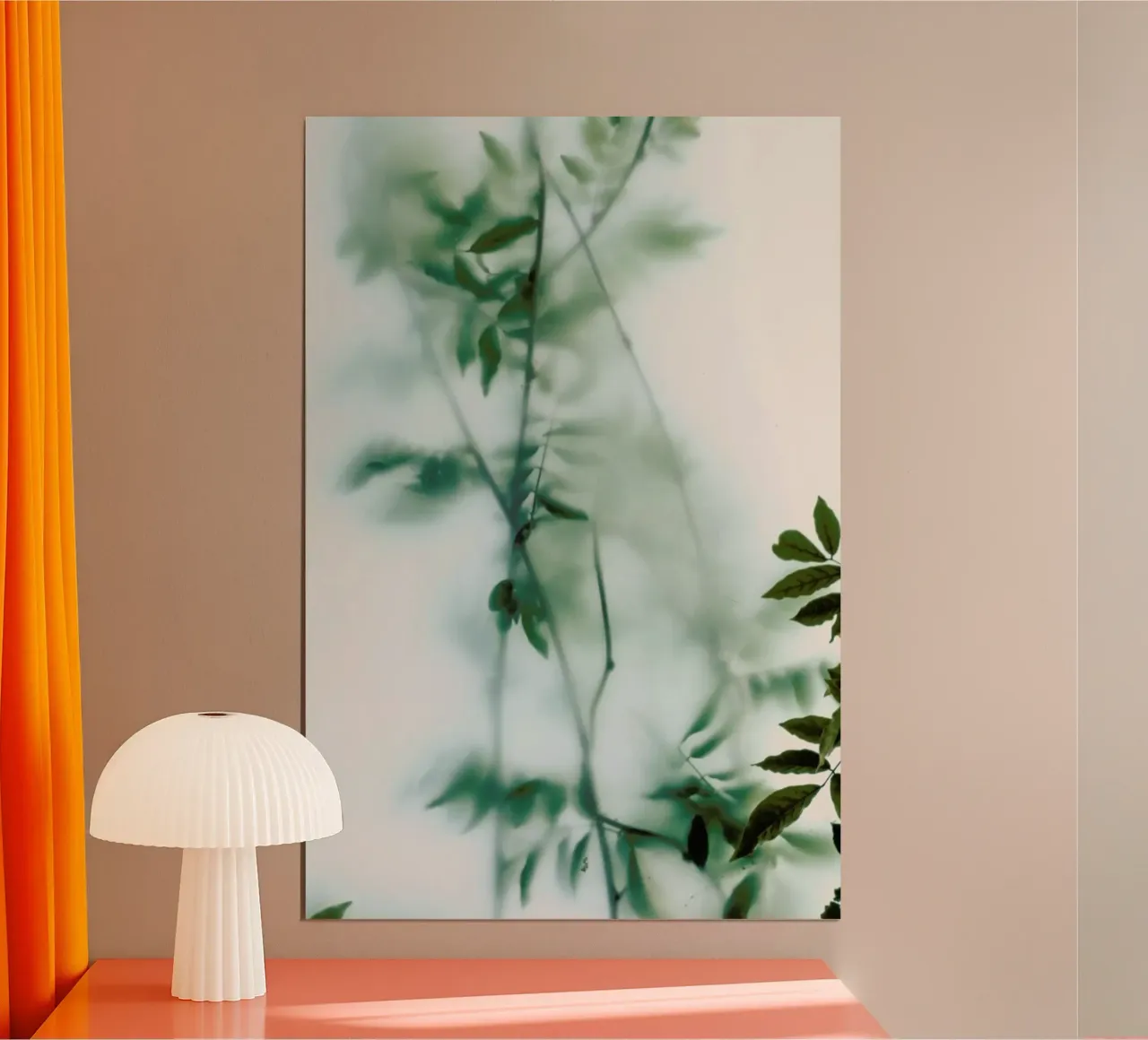 Leaves And Frosted Glass poster con telaio in alluminio da Sebastian Hilgetag
