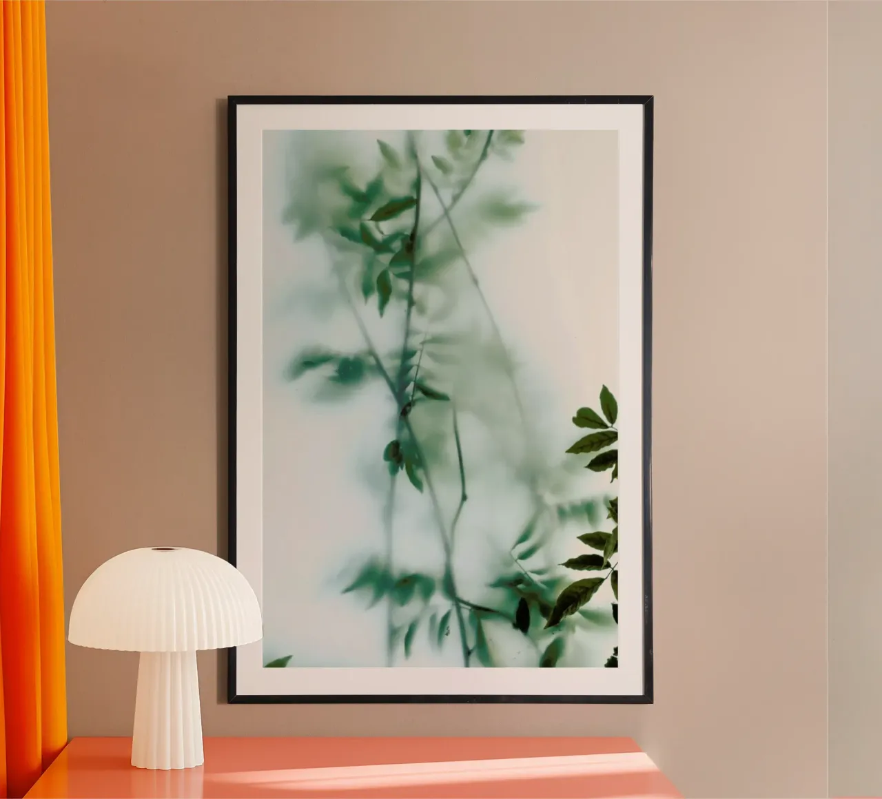 Leaves And Frosted Glass poster con telaio in alluminio da Sebastian Hilgetag