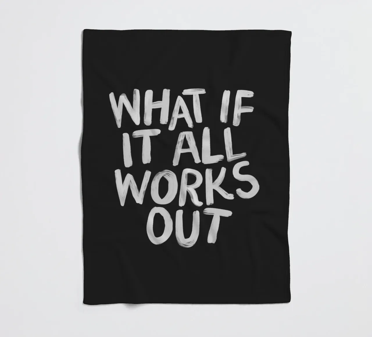 What If It All Works Out Black and White Typography Print fleece blanket by THE MOTIVATED TYPE