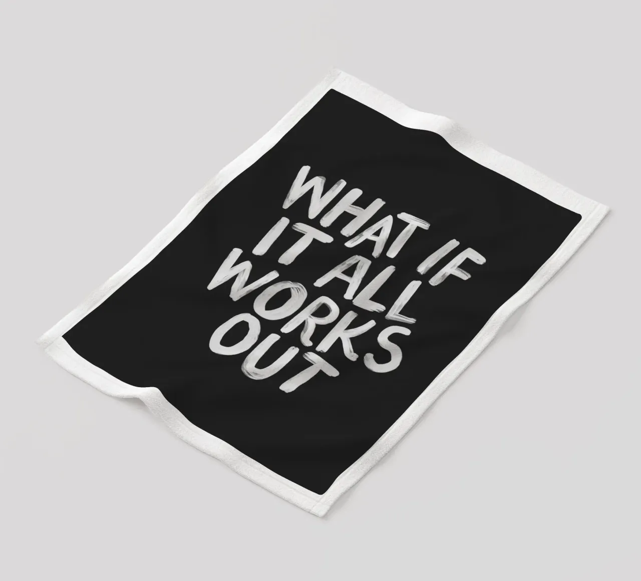 What If It All Works Out Black and White Typography Print fleece blanket by THE MOTIVATED TYPE