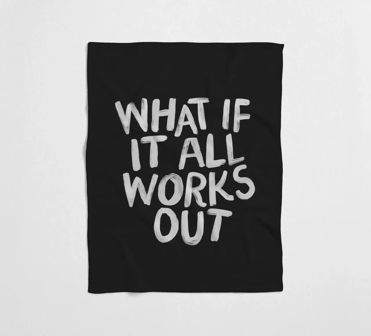 What If It All Works Out Black and White Typography Print fleece blanket by THE MOTIVATED TYPE