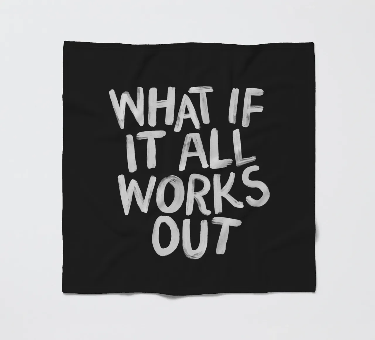 What If It All Works Out Black and White Typography Print fleece blanket by THE MOTIVATED TYPE