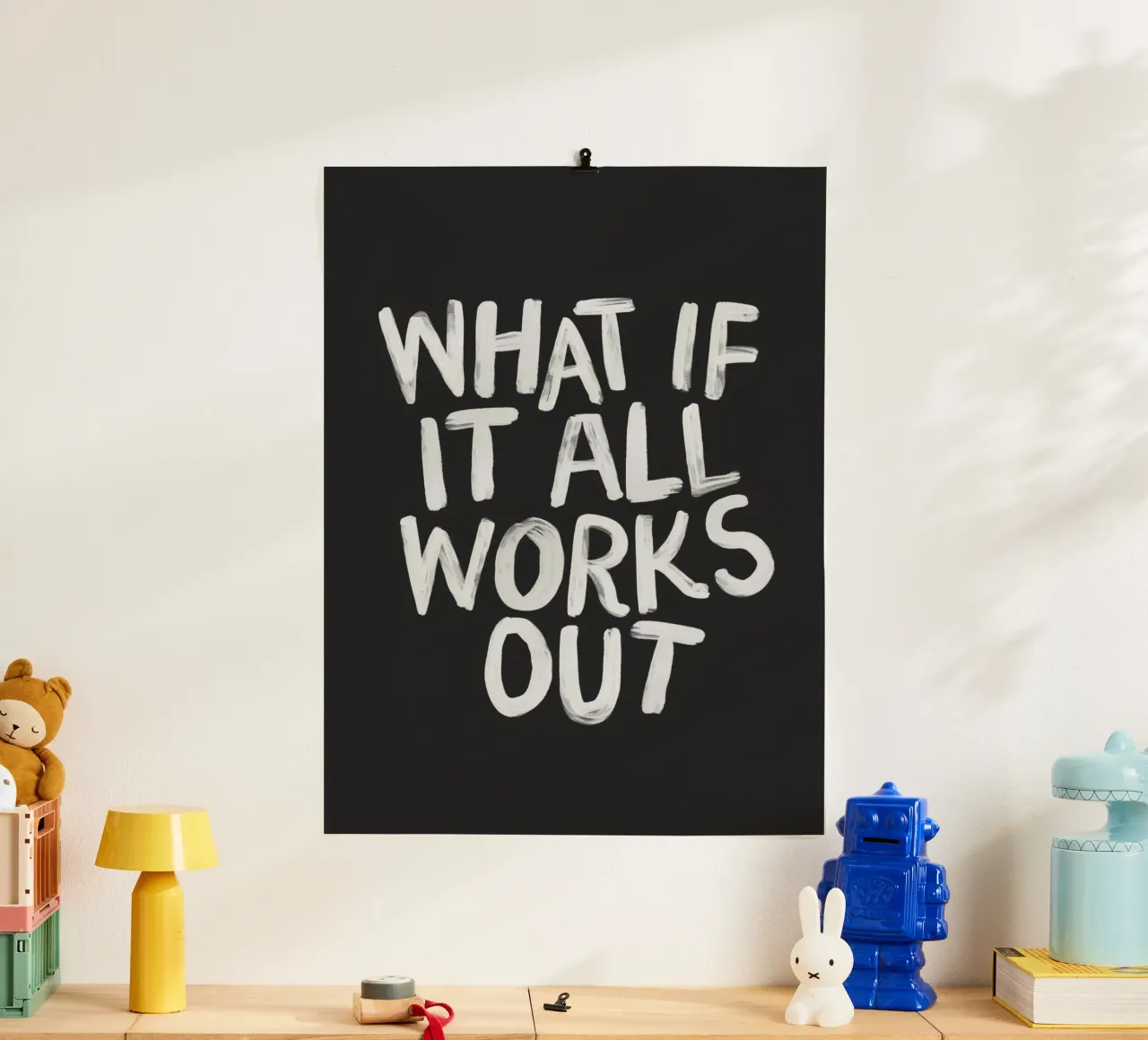 What If It All Works Out Schwarz-Weiß-Typografie Druck Hahnemühle von THE MOTIVATED TYPE
