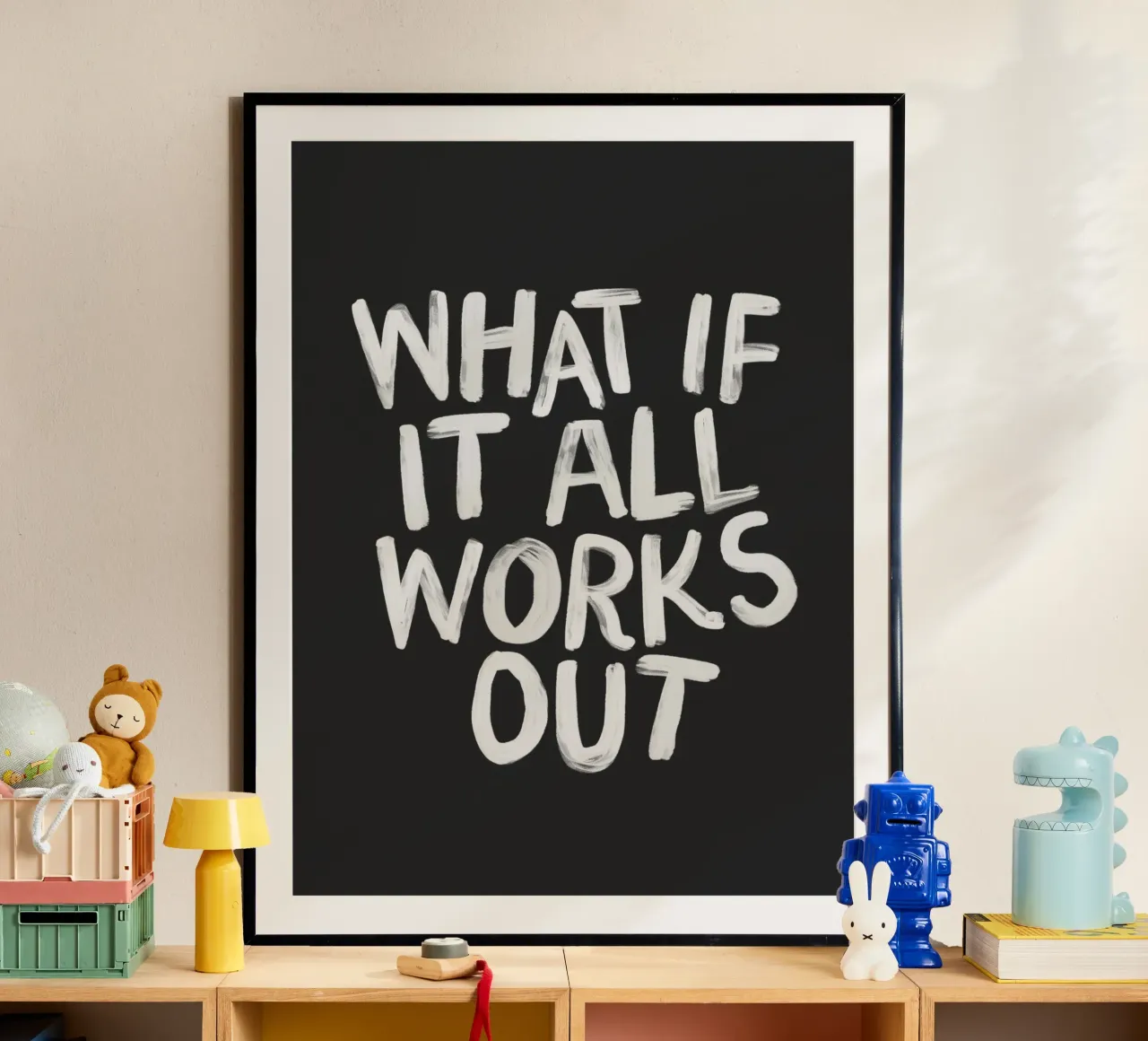 What If It All Works Out Schwarz-Weiß-Typografie Druck Hahnemühle von THE MOTIVATED TYPE