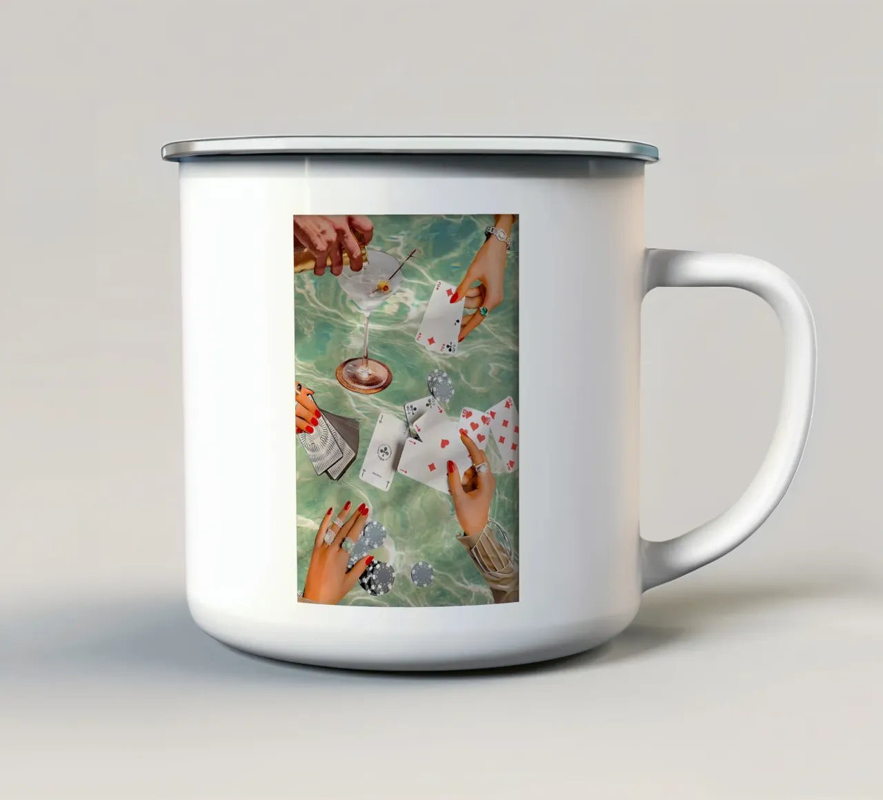 carte da gioco vintage tazza in smalto da maluniq