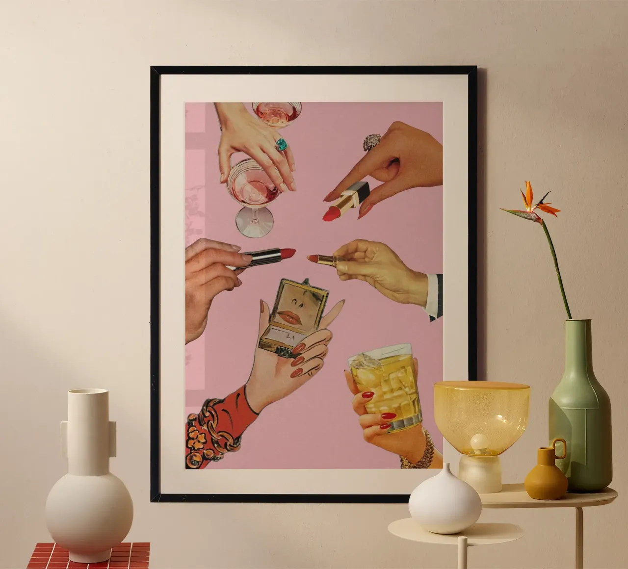 rossetto vintage poster con telaio in plastica da maluniq