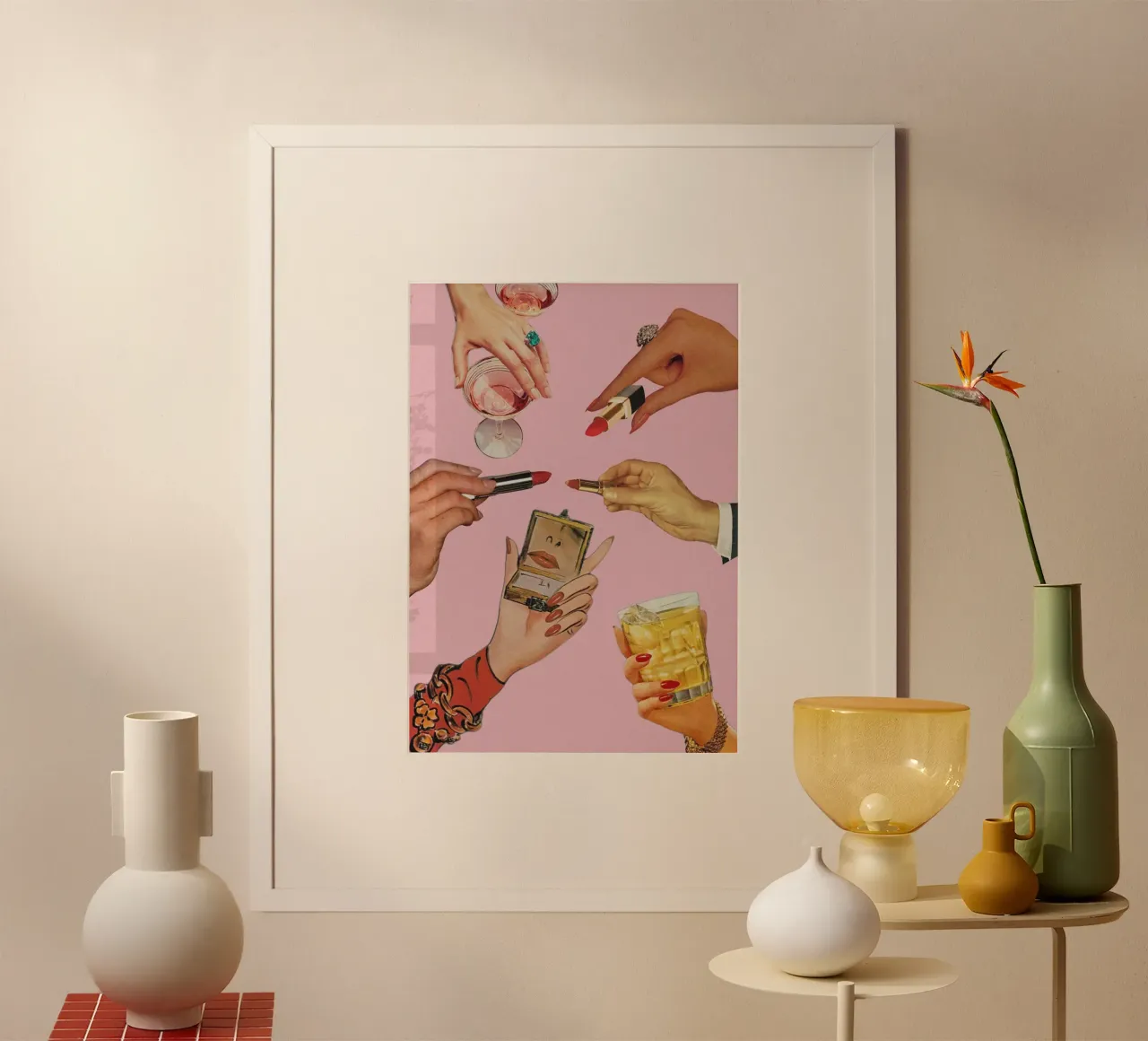 rossetto vintage poster con telaio in plastica da maluniq