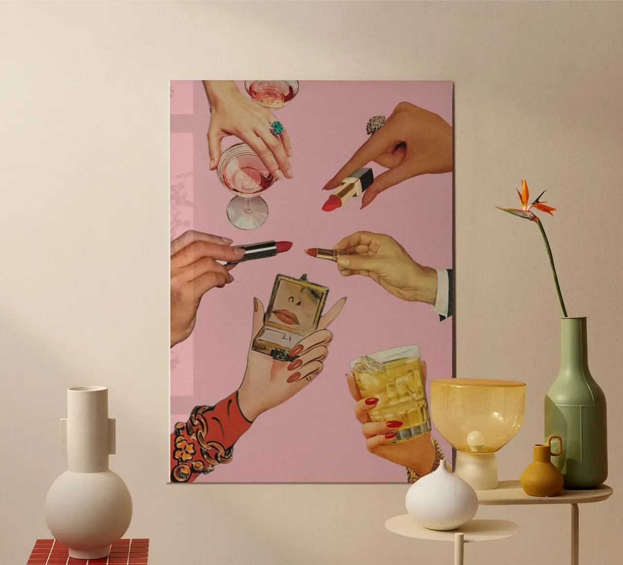 rossetto vintage poster con telaio in plastica da maluniq