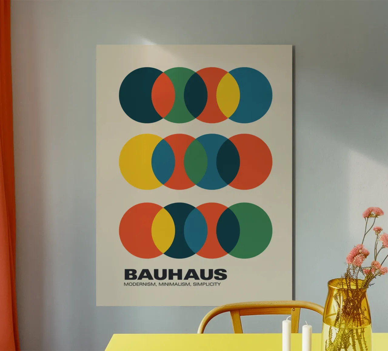 Bauhaus Geometric Circles Art Print Modernismo Minimalismo placa de forex de THE MOTIVATED TYPE