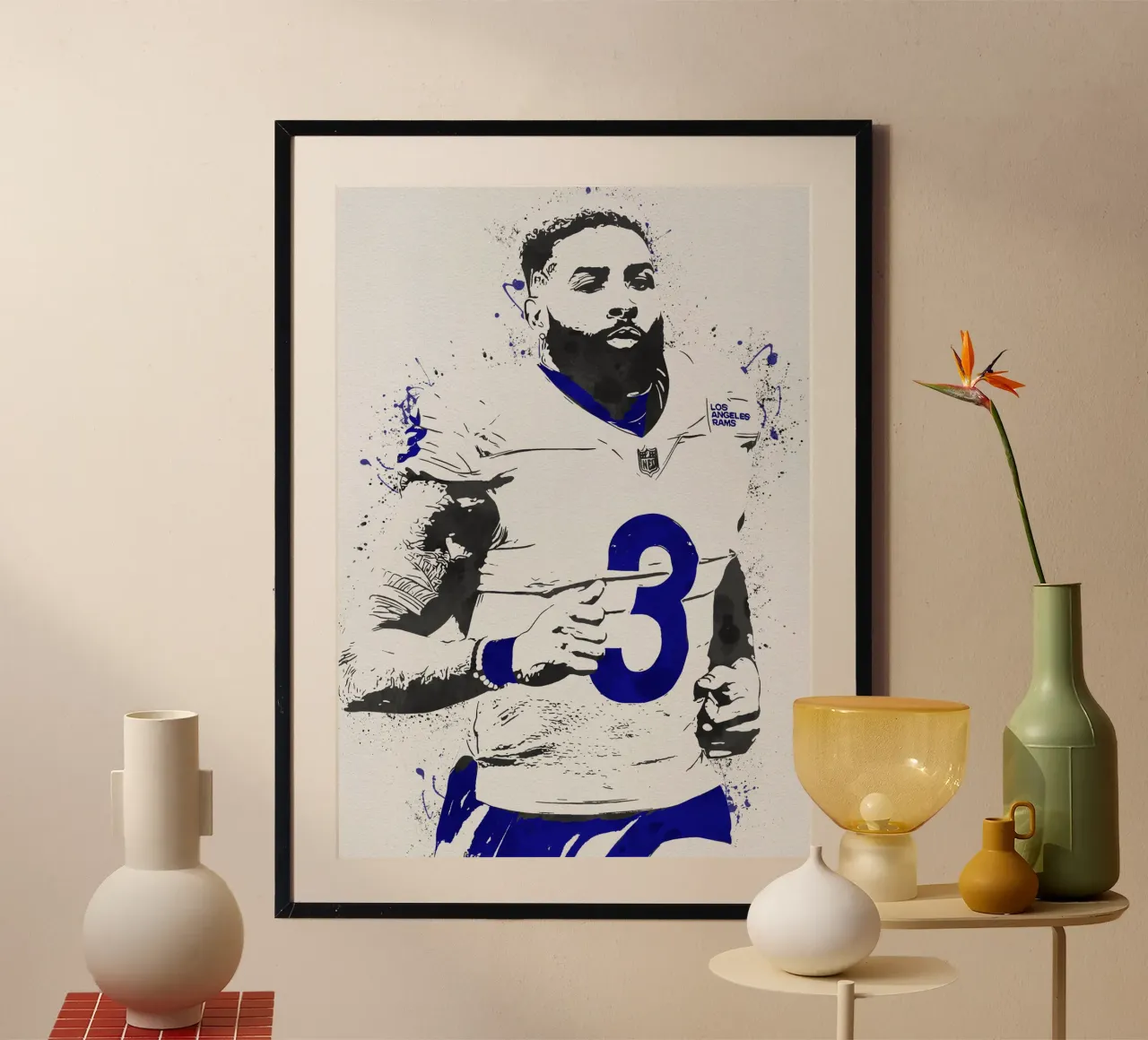 Odell Beckham Jr poster con telaio in alluminio da tenten