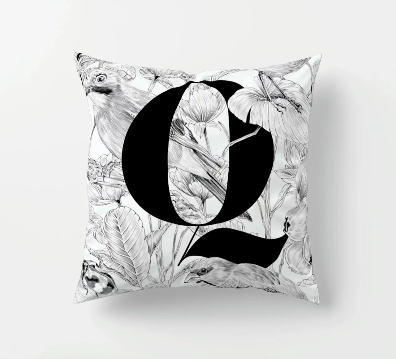 Floral Alphabet Q cuscino da Faunesque