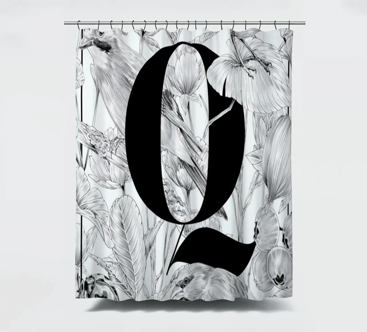 Floral Alphabet Q tenda da doccia da Faunesque