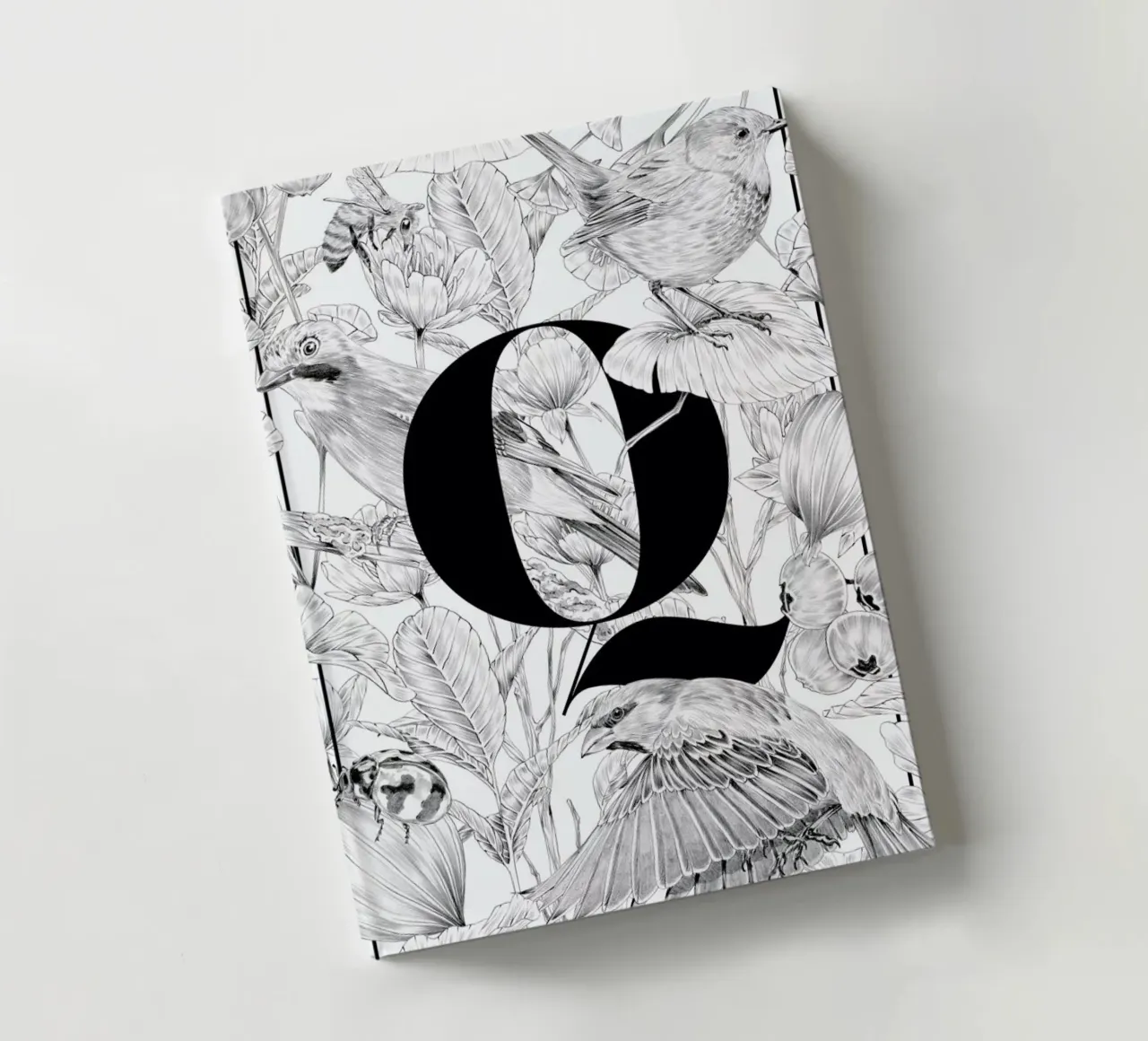 Floral Alphabet Q notebook by Faunesque