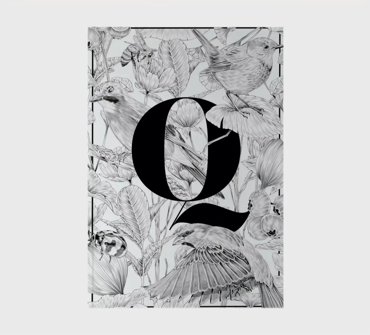 Floral Alphabet Q notebook by Faunesque