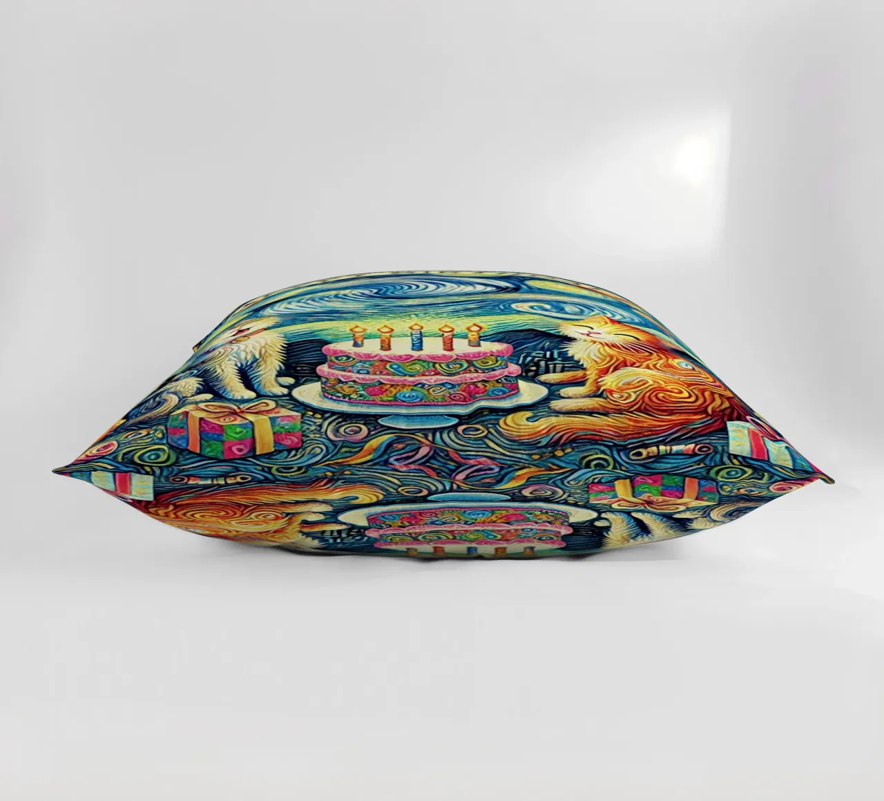 Happy Birthday Kitty Cat Edition cuscino da Vintage Van Gogh