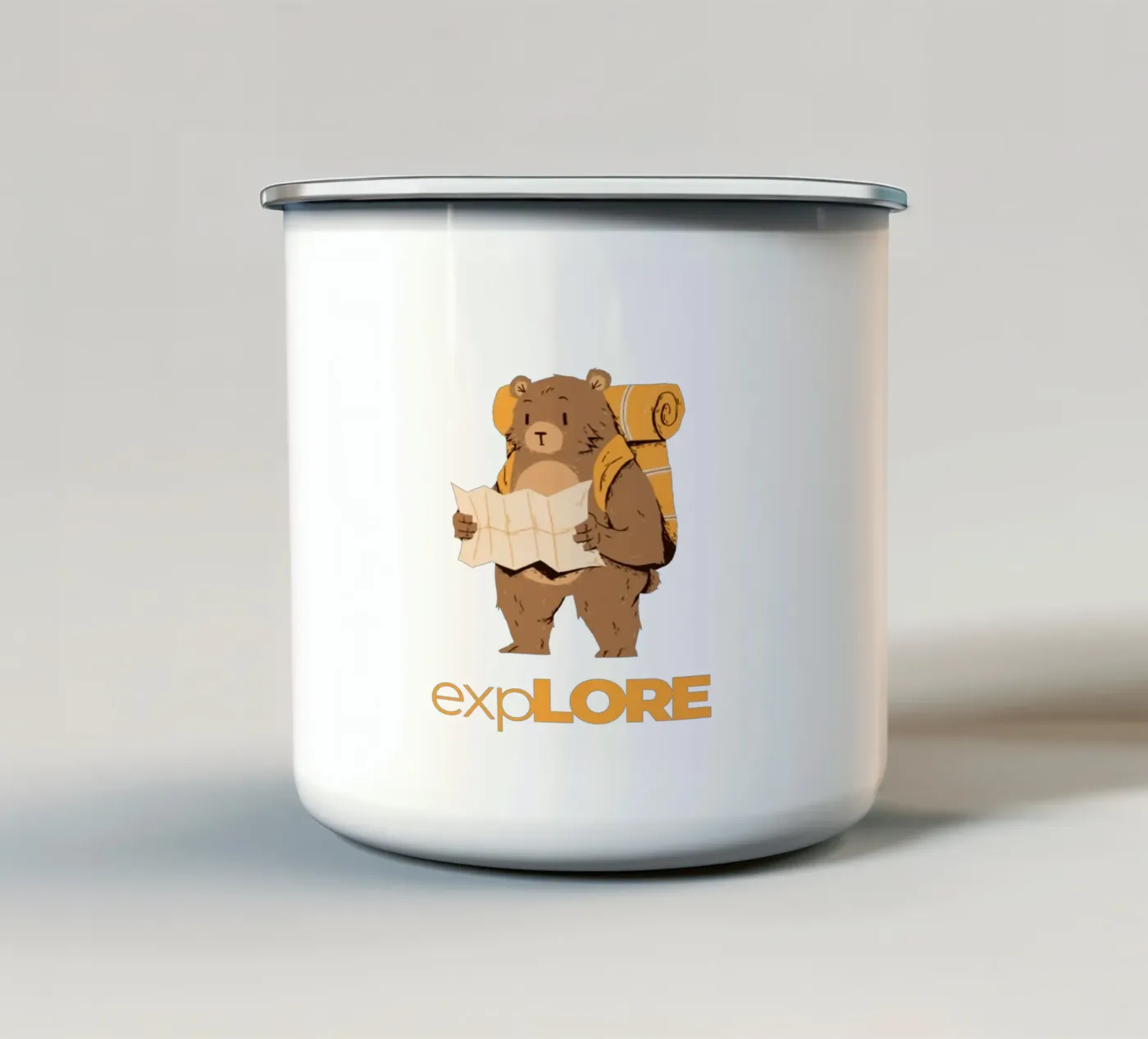 Explore enamel mug by Olivia Creator