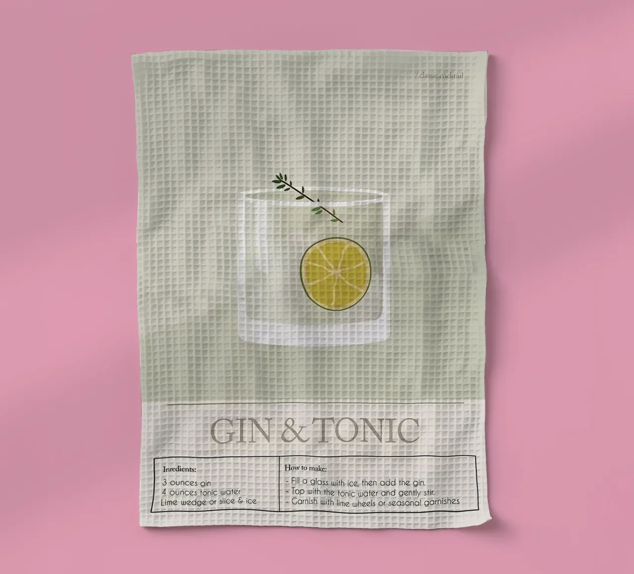 Gin & Tonic Cocktail tea towel by Mildred Store