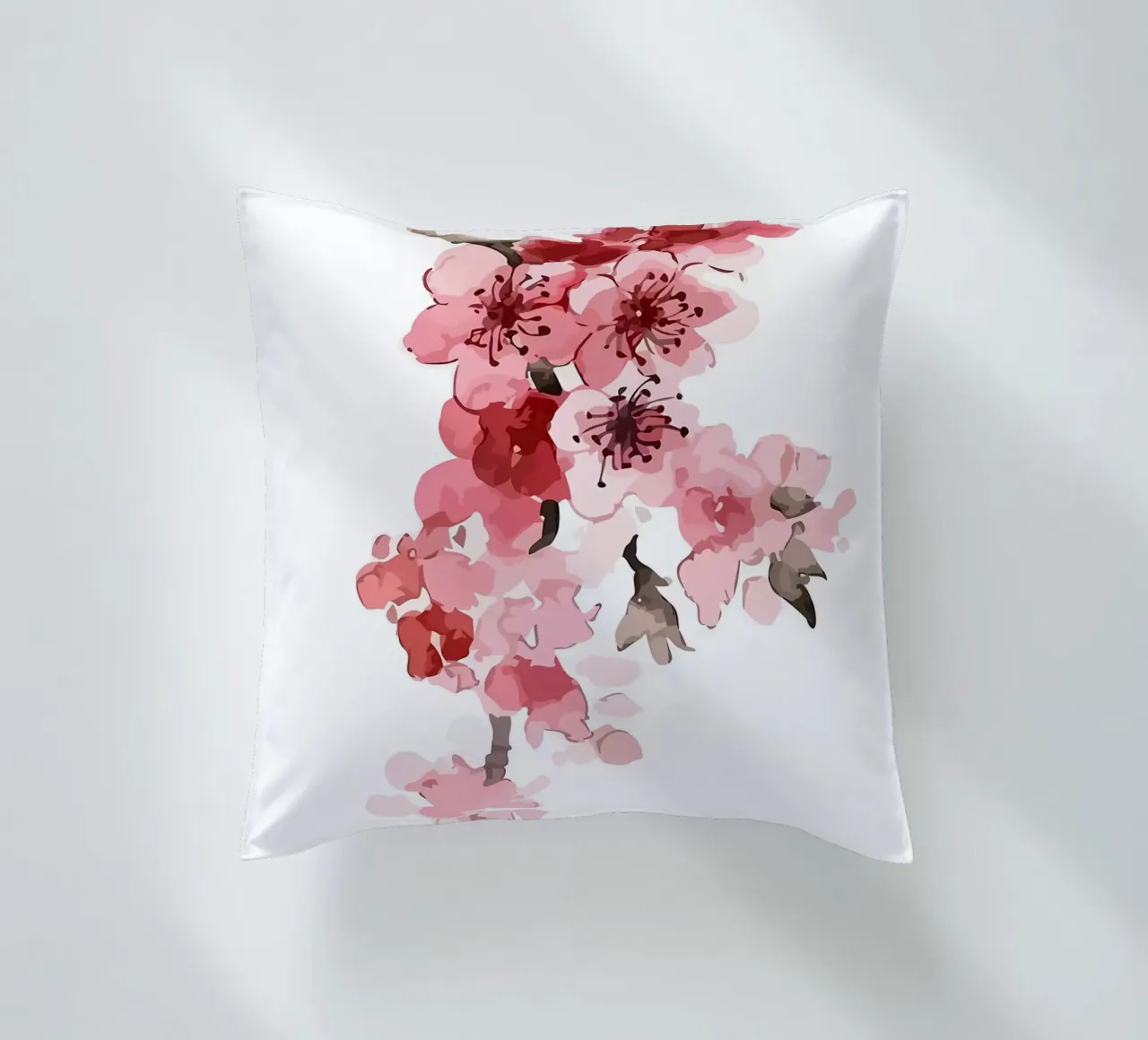 fiori di ciliegio ramo floreale petali rosa fioriture cuscino da Ashish Kashyap