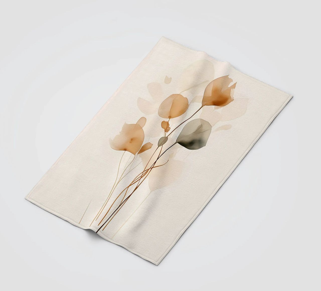 leaves minimalist-design botanical-art abstract-shapes fleece blanket by Ashish Kashyap