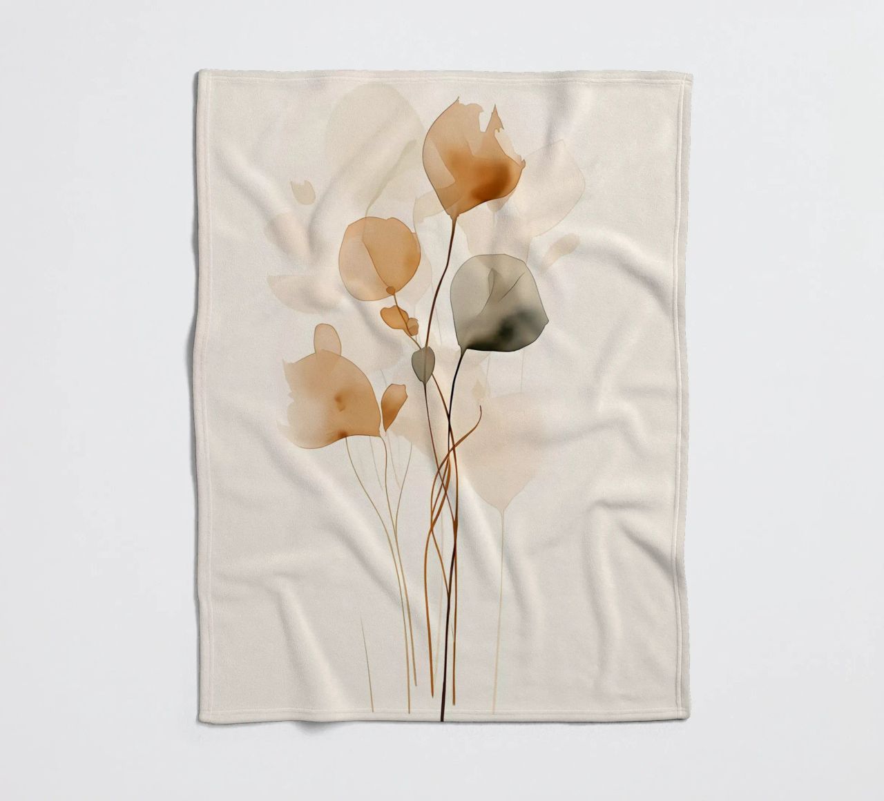 leaves minimalist-design botanical-art abstract-shapes fleece blanket by Ashish Kashyap